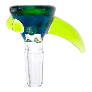 Arko Glass - 10mm Flower Bowl - Green Money With Slyme Green Handle & Dots