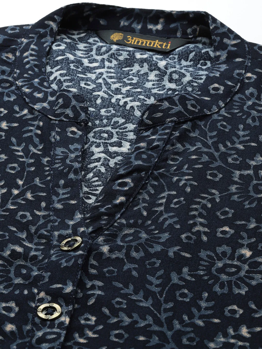 Blue Viscose Rayon Floral Printed Tunic