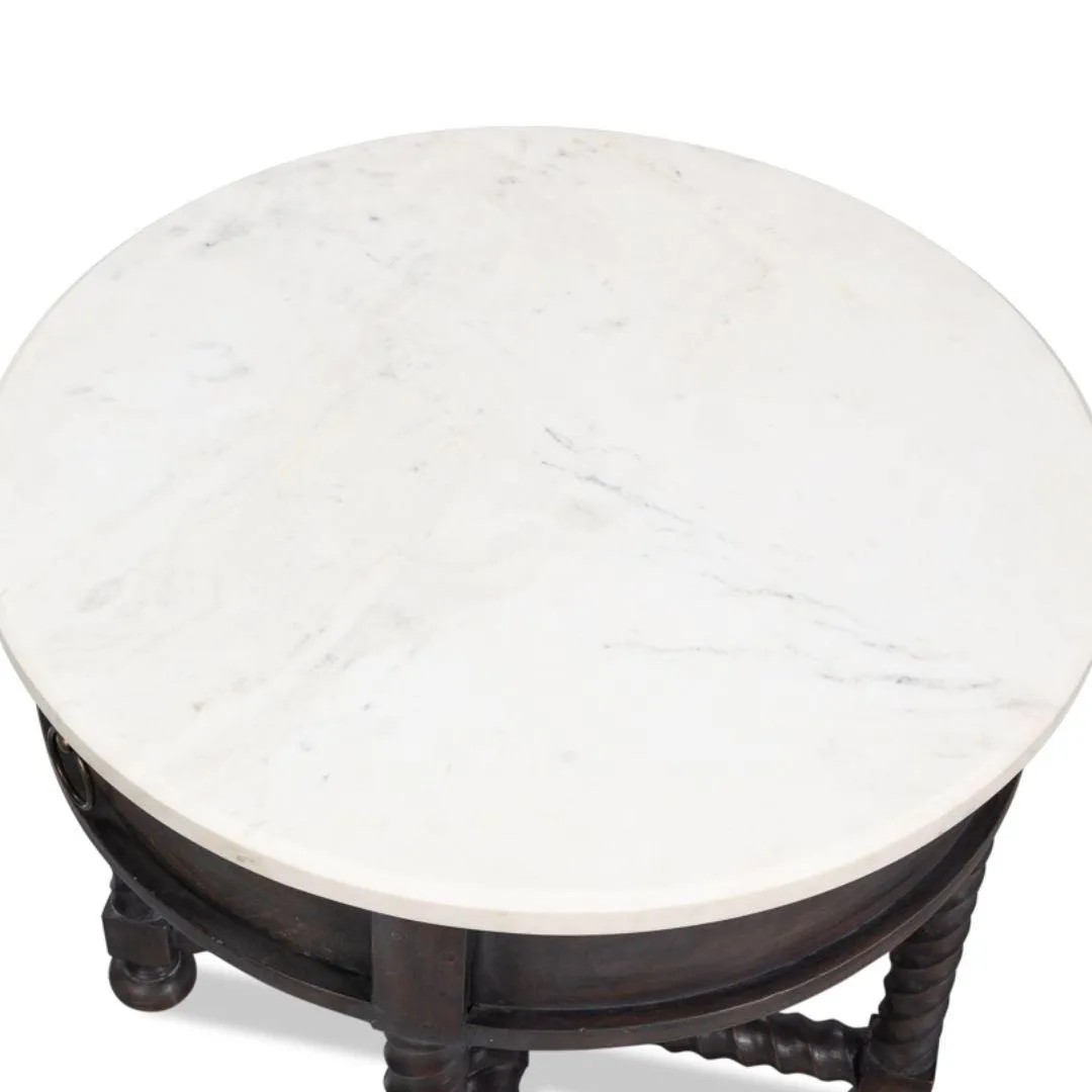 Dark Brown Turned Leg Side Table