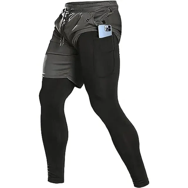 New OB 2 in 1 Compression Running Pants