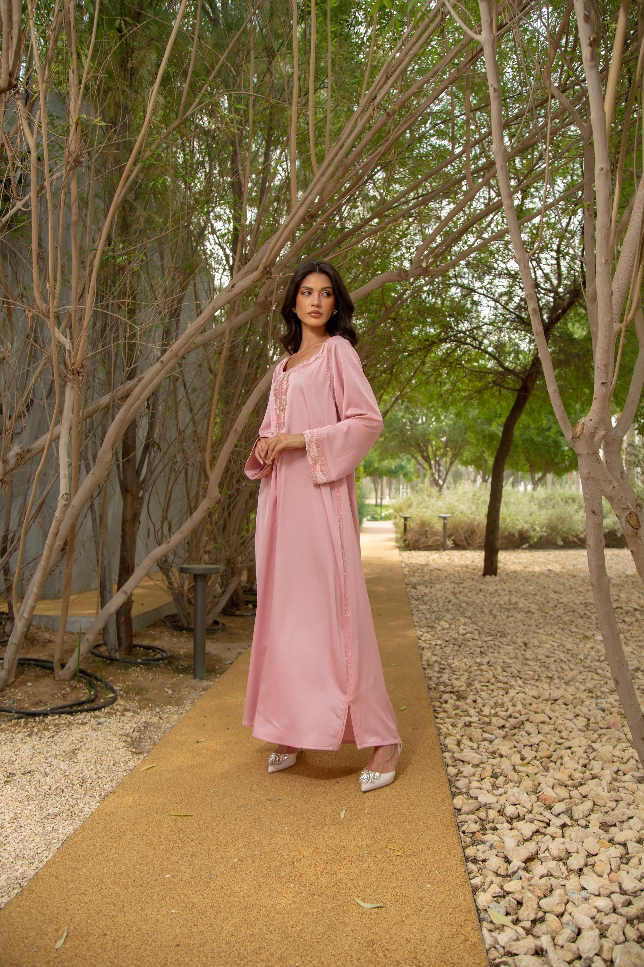 Pink M style silk Kaftan